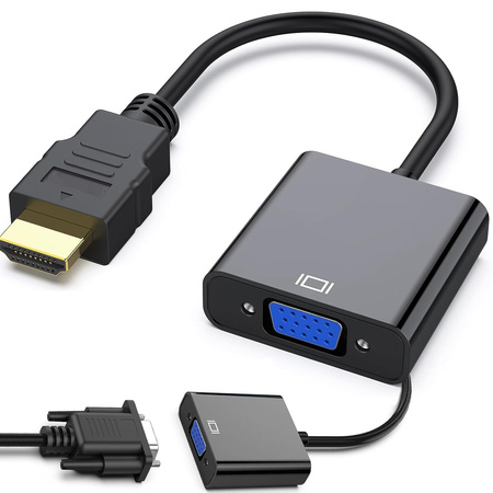 Převodník adaptér hdmi na vga d-sub kabel černý