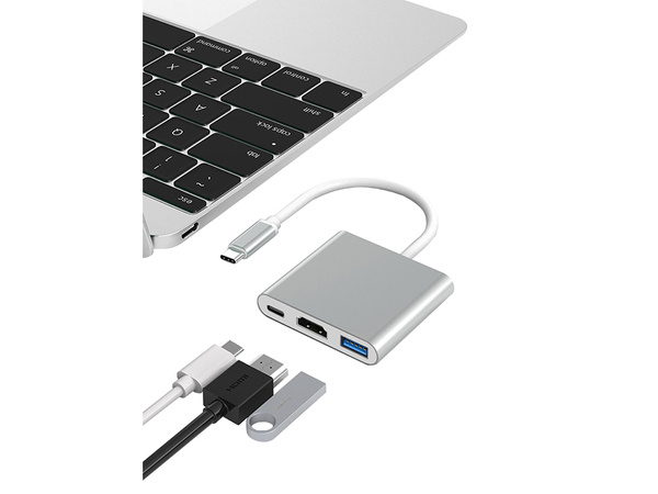 Adaptér 3v1 hub usb-c usb 3.0 hdmi 4k