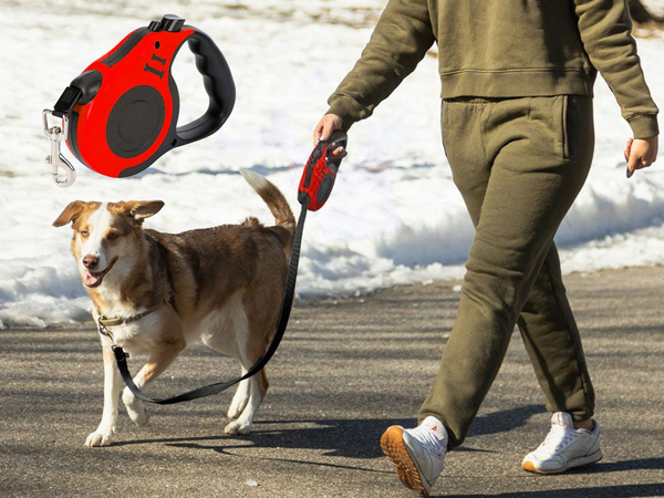 Automatický lanyard pro psy blokovací silná lehká cívka 5m 15kg