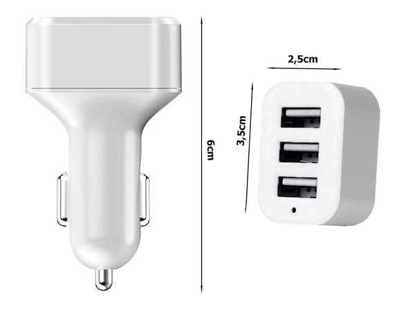 Car charger pro zásuvky zapalovače cigaret 3xusb