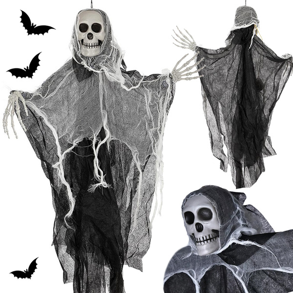 Halloweenská dekorace závěsná dekorace duch kostra smrt lebka 80 cm