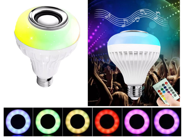 Led barevná žárovka rgb reproduktor bluetooth dálkové ovládání