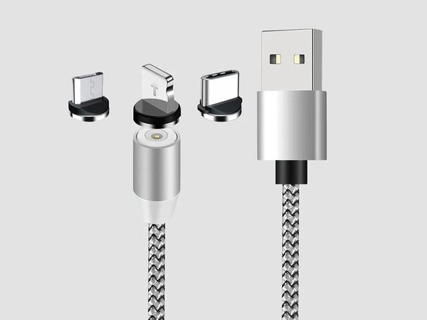 Magnetický nabíjecí kabel 3w1 micro typ-c usb lightning 1m