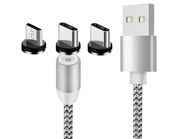 Magnetický nabíjecí kabel 3w1 micro typ-c usb lightning 1m