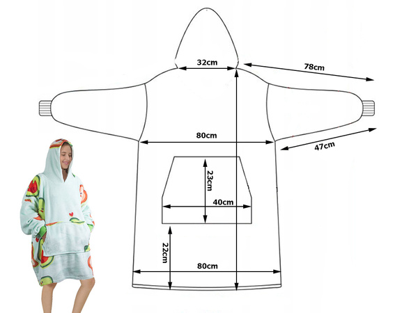 Teplá avokádová mikina oversize deka xxl 2v1 tlustá umělá kožešina měkká s kapucí