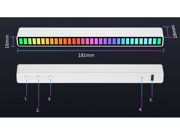 Usb vedl zvuková odezva vícebarevný neonový pásek rgb vedl blikající baterii