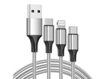 3v1 usb kabel pro telefon lightning kabel iphone micro usb typ-c 1,2 m