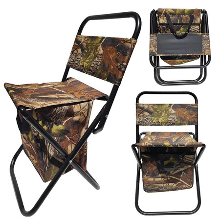 A fishing chair with a backrest and a thermal bag