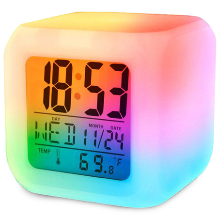 Alarm Clock Clock Thermometer Lcd Chameleon Shining