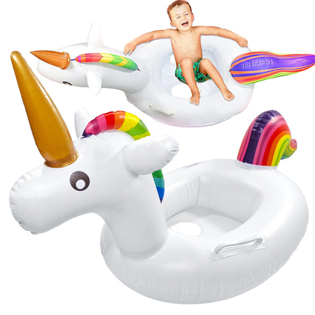 Baby unicorn inflatable wheel for swimming in pool water