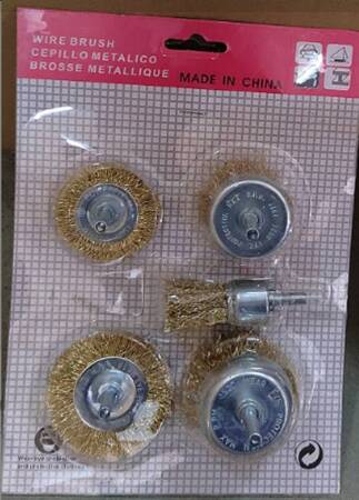 Brass wire brushes for screwdriver set of 5 pieces various sizes