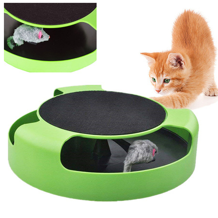 Cat toy in a circle with a mouse, scratching post
