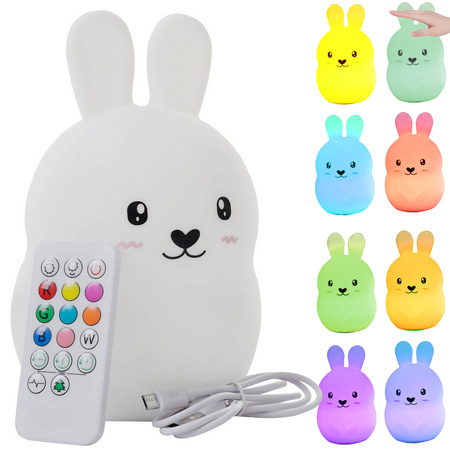 Children's night light led rabbit rgb touch remote control