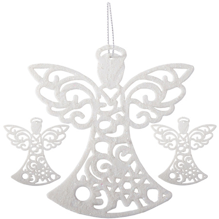 Christmas tree angel pendants 3pcs glitter baubles