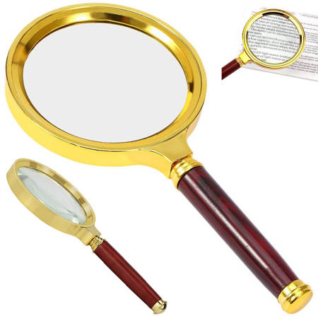 Classic 80mm hand magnifier gold elegant glass