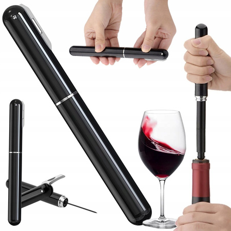Corkscrew wine opener pneumatic cutter