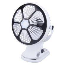 Desk fan standing clip-on fan with light 3 rechargeable modes