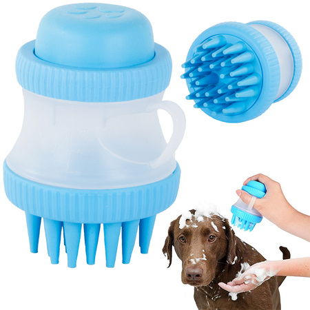 Dog wash cat silicone brush with liquid soap dispenser