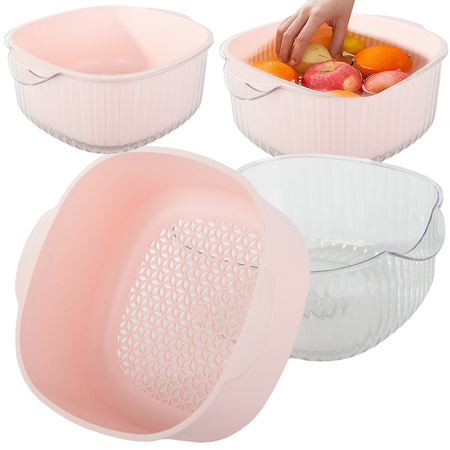 Double bowl for washing fruit colander strainer basket strainer strainer