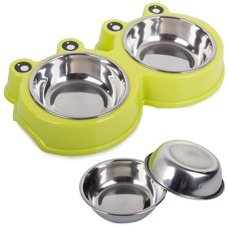 Double cat metal dog bowl 0.175l x 2