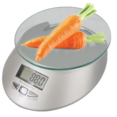 Electronic glass kitchen scale 5 kg / 1 g timer