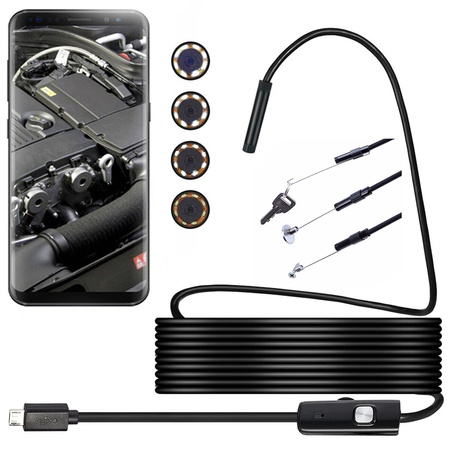Endoscope inspection camera android pc usb 5m led