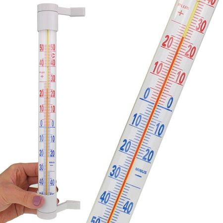 External window thermometer for a window wall