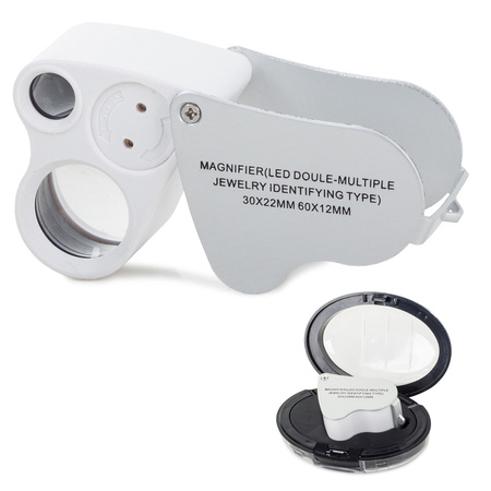 Folding 2 pocket magnifying glass magnifier 30 led 60x