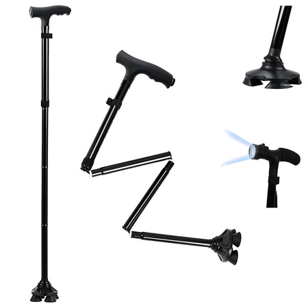 Folding cane with torch 6 led support
