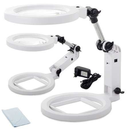 Folding cosmetic desk magnifier 21 +3 led