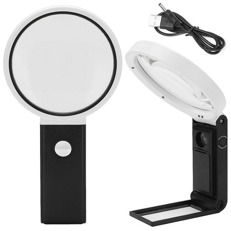 Folding jewellers magnifying glass 10x 25x 6 led 2 uv scale