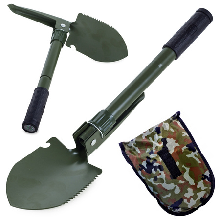 Folding shovel, pickaxe, pouch, multi-functional saw