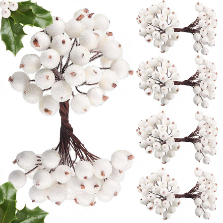 Frosted rowan white christmas decoration 5 pcs
