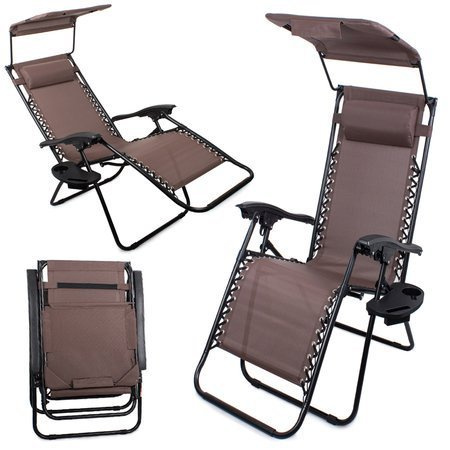 Garden sun lounger with a foldable gravity roof