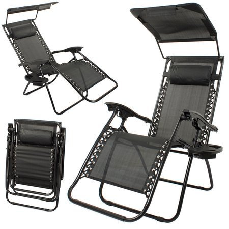 Garden sun lounger with a foldable gravity roof