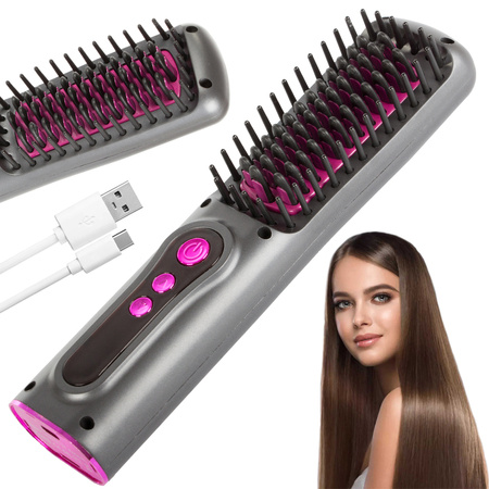 Hair straightener brush 2in1 electric usb