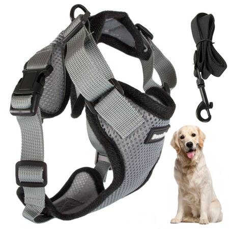 Harness pressureless dog walking harness handle light soft strong buckle xl