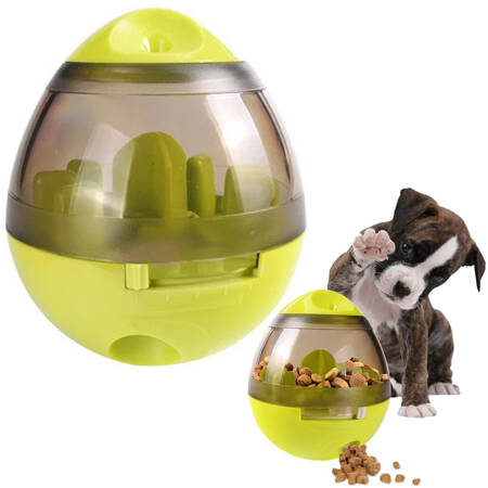 Interactive toy dog treat ball for learning slow down