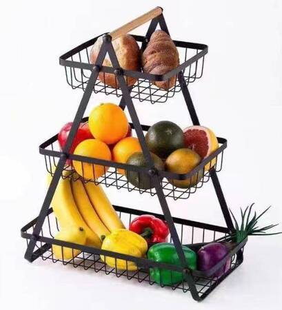 Kitchen shelf loft kitchen organiser three-storey stand with basket