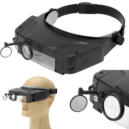 LED magnifier 11x precision glasses, head-mounted