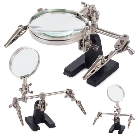 Magnifying glass third hand soldering tool holder