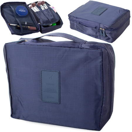 Make-up bag travel organiser navy blue