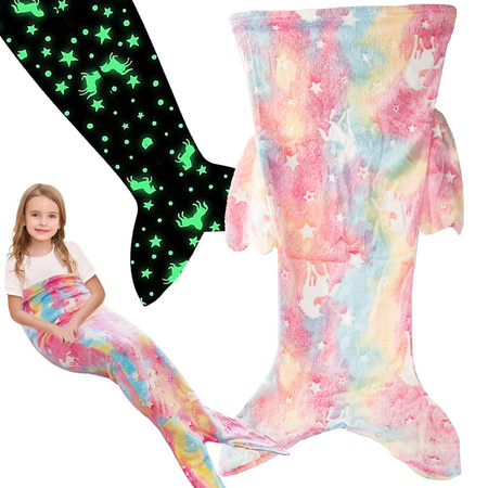 Mermaid tail blanket blanket sleeping bag warm luminous for girls soft horse