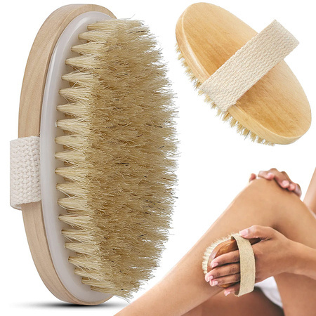 Natural wet dry body massage brush
