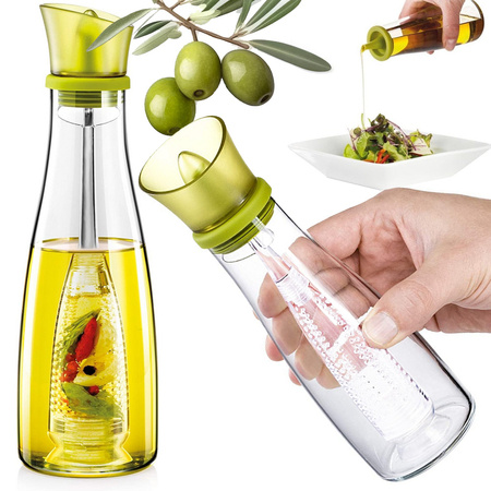 Oil and vinegar bottle glass dispenser with herb dispenser 0.5l