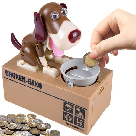 Piggy bank dog eats coins interactive vending machine safe deposit box large