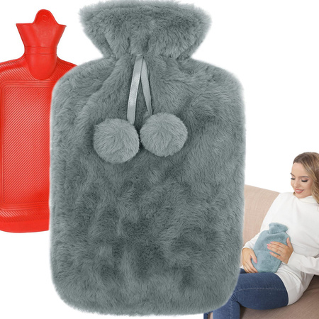 Plush rubber thermofor warmer large in cover soft fur