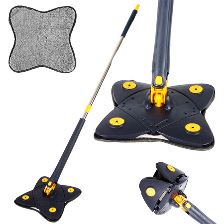 Rotary flat mop for floor cleaning with wringer hygienic