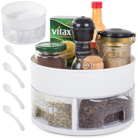 Rotating organiser for kitchen drawer container