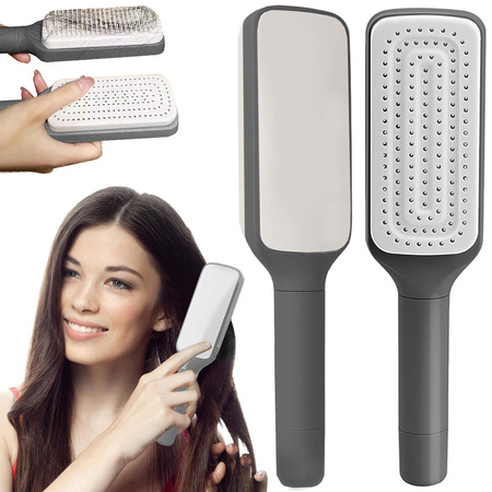 Self-cleaning hair brush for combing anti-static combing